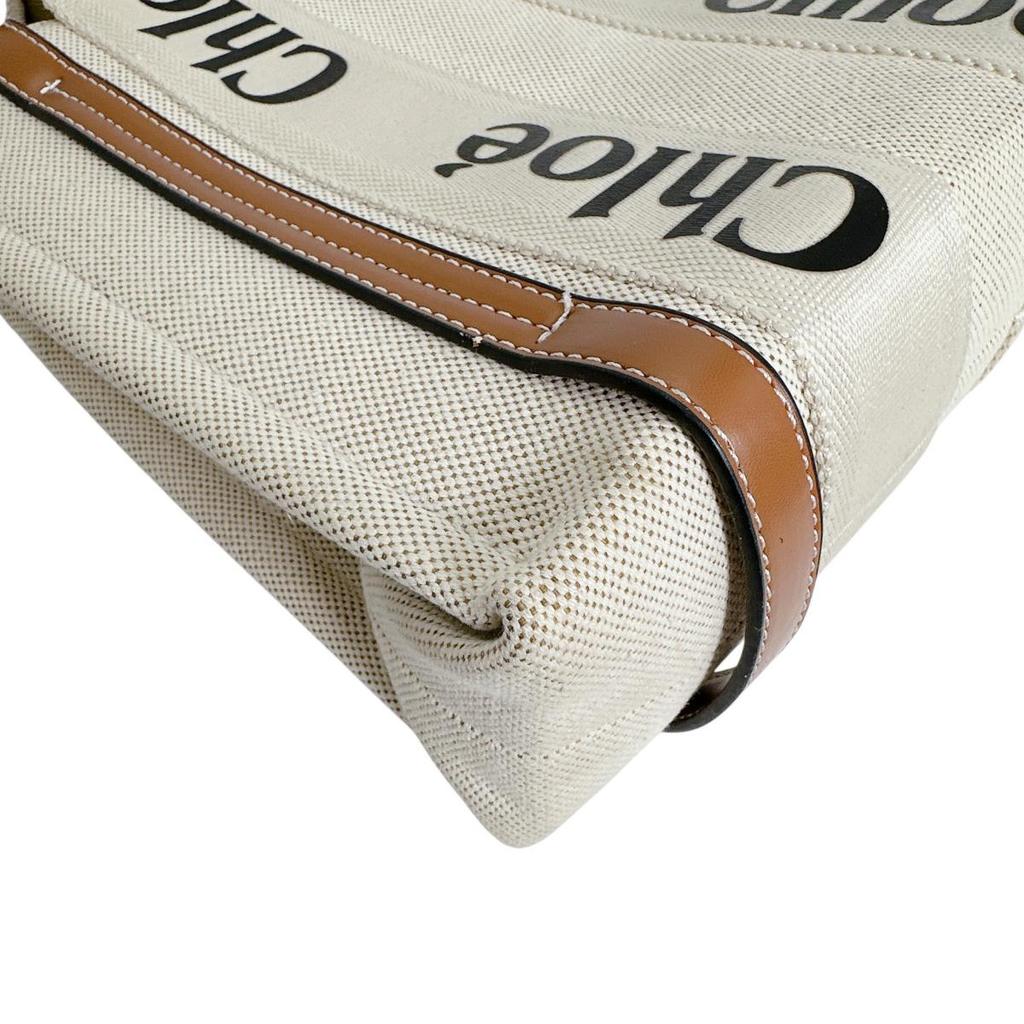 Chloe Shiny calfskin Woody Handbag linen beige Women Used