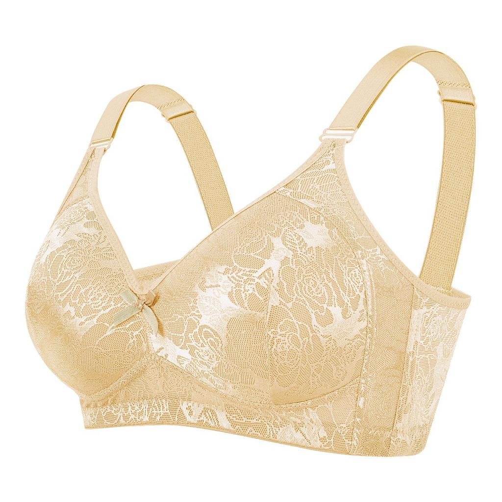 Lace Bra Without Underwire Women's Adjustable Plus-size Underwear Lace-holding Bra Middle-aged and Elderly Bra