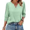 Women's Fashion Casual 3/4 Sleeve Solid Color Shirt Women's V-Neck Tops