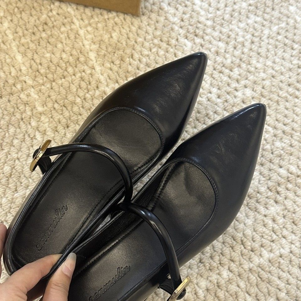 Mary Jane shoes women's 2025 early spring new French retro niche design sense one word with light mouth thick heel single shoes