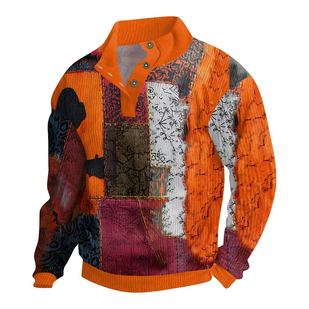 Men's Halloween Printed Corduroy Button Shirt