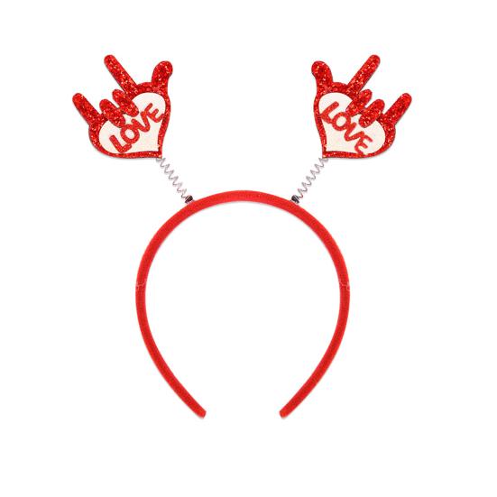 Valentine's Day Heart Headband Glitter Red Heart Hair Accessory for Halloween Holiday Wedding Birthday Party