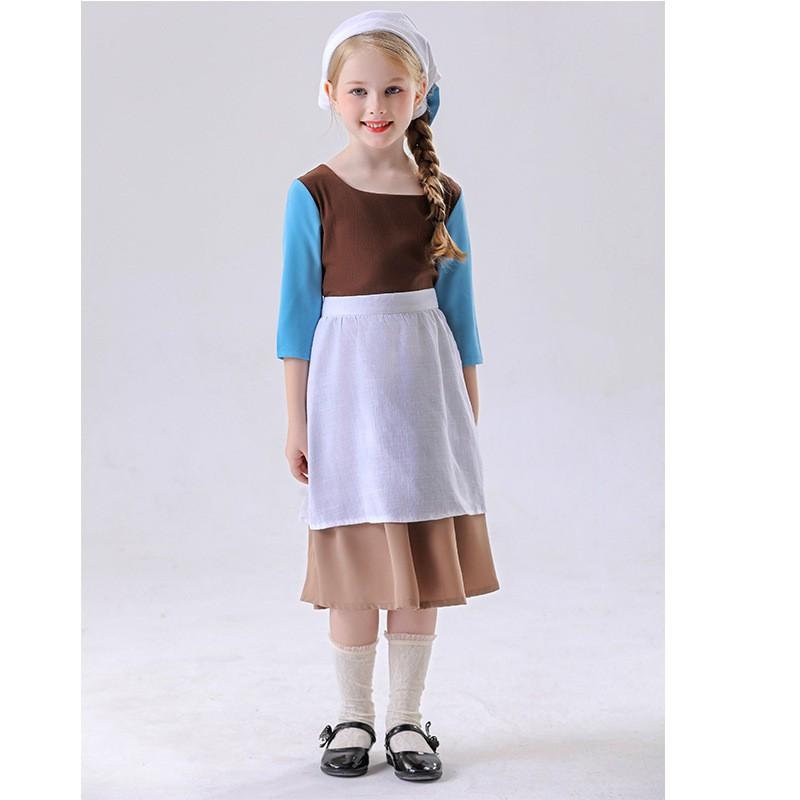 Halloween Costume Dress Girls Cosplay Fairy Tale Maid Princess Outfit Stage Performance