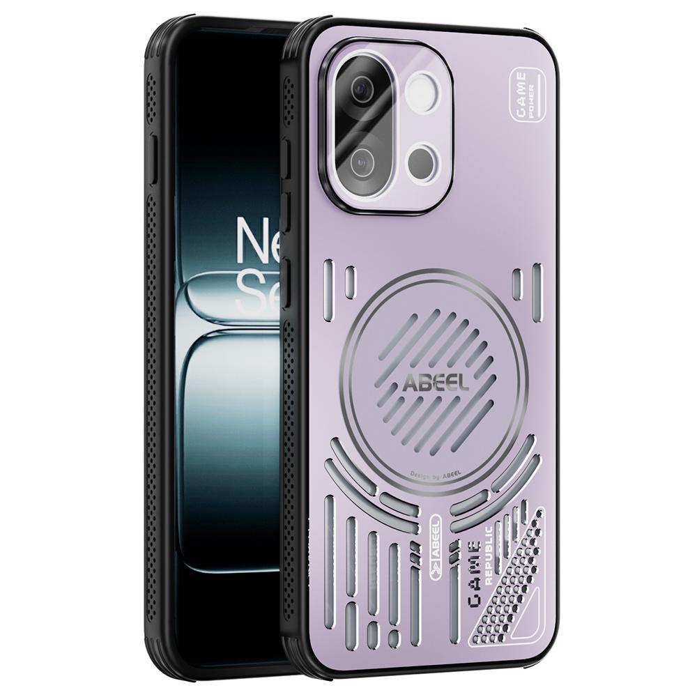 

ABEEL For OnePlus 13T 5G Magnetic Case Aluminium Alloy+PC+TPU Hollow Heat Dissipation Phone Cover Pink Purple