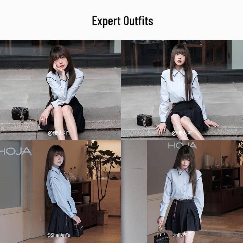 Xiangying Women's Embroidered French Lapel Long Sleeve Blouse
