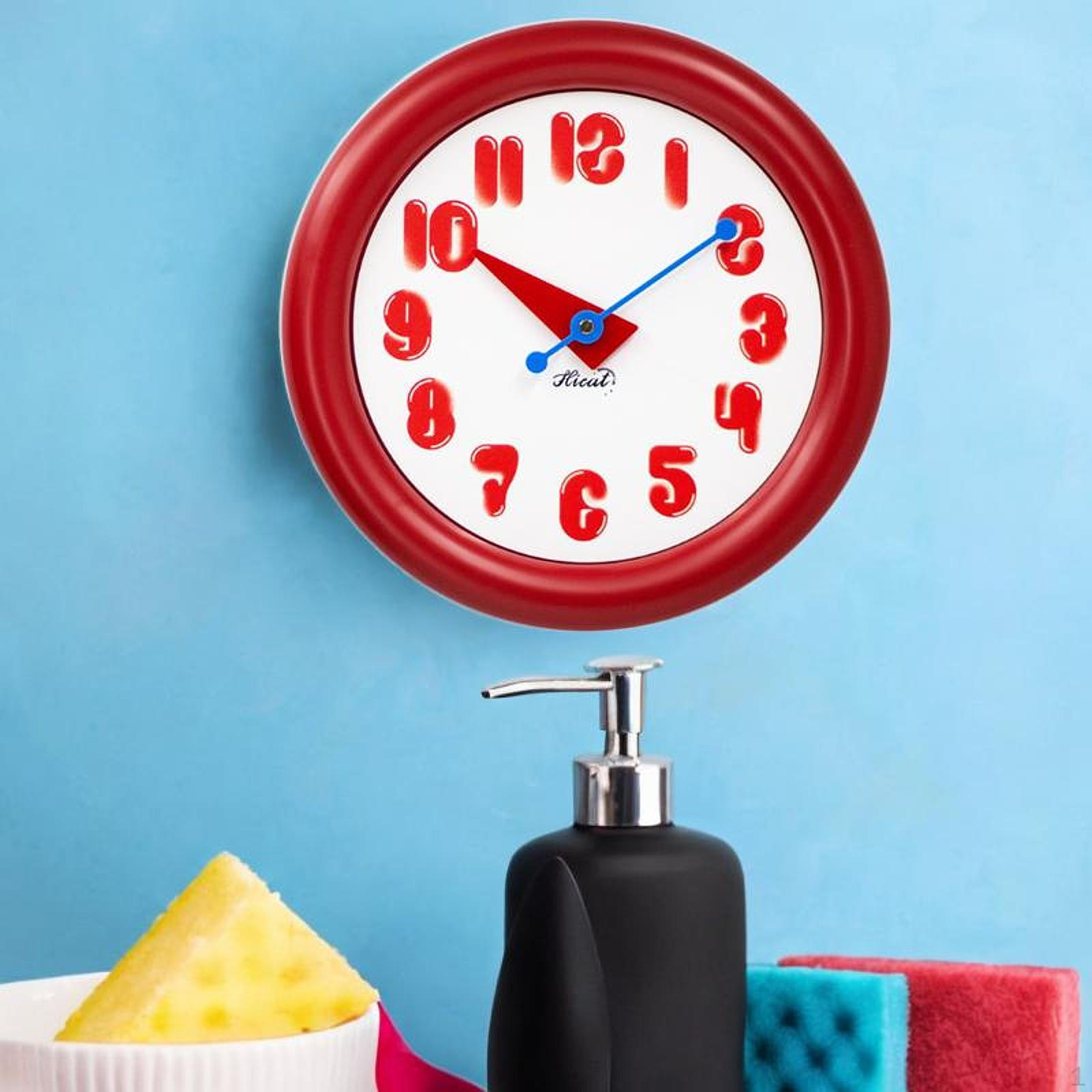 

Скандинавские настенные часы Декоративные 12 дюймов Эстетичные круглые Художественные часы Украшение для кухни Дома Red