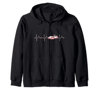 Sports Car Love Speed Car Zip Hoodie Heartbeat,
