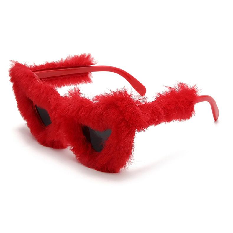 New Fashion Glasses Plush Love Sunglasses Peach Heart Dance Party Funny Heart Sunglasses