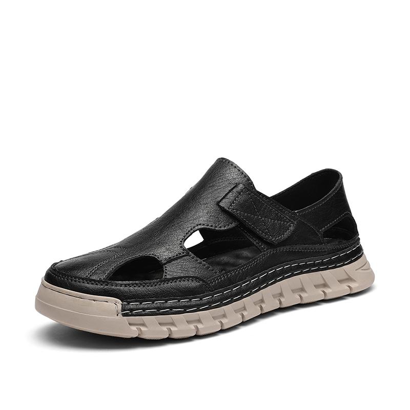 Fashion Men Leather Sandals Comfortable Outdoor Handmade Hollow Out Casual Loafers Summer Beach Walking Male Sneakers Men Beach Sandals