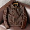 Genuine Top Grain Leather Jacket Men Vintage Biker Short Coat Distressed Motorcycle Fashion