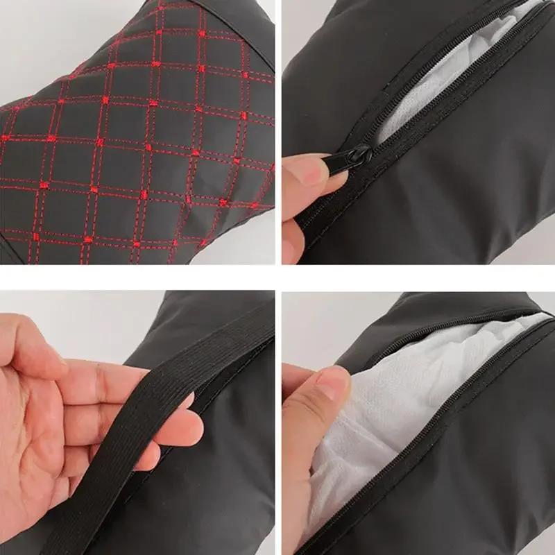 Leder Auto Sitz Nackenkissen Kissen Kissen Stütze Gestrickter Sitz Auto Sicherheitszubehör Auto Sicherheitskissen Universelles Design