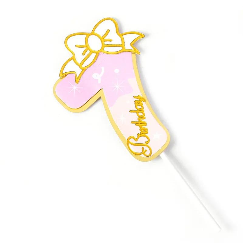 New Digital Decoration Happy Birthday Number Cake Insertion 0 1 2 3 4 5 6 7 8 9 Cake Topper Girls Boys Baby Party Supplies Decor