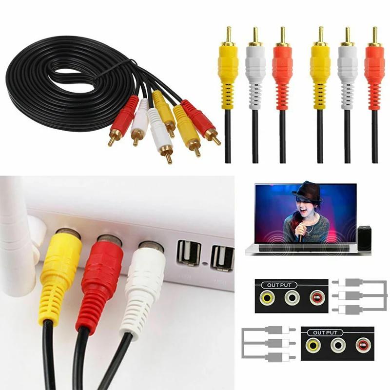 1.5M 3RCA To 3RCA Jack Plug AV Audio Video Cord AUX Video Composite Male to Male for TV DVD TVPLUS Cable