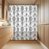 1pc Black and White Line Feather Circle Print Shower Curtain, with 12 Hooks, Bath Curtain, Bathroom Accessory
