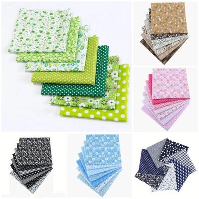 7Pcs Quilting Fabric Squares Sheets 25x25cm Cotton Craft Fabric Bundle Patchwork for DIY Sewing Patchwork Fabric Group Plain Pat