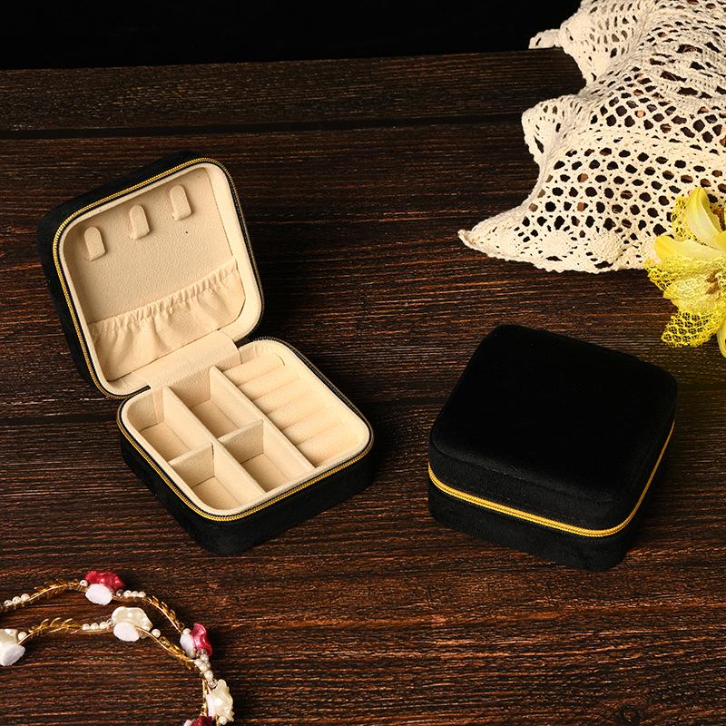 Elegant Velvet Jewelry Box with Mirror for Necklaces, Rings, and Earrings
