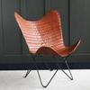 Indian Handmade Genuine Goat Leather Butterfly Arm Chair
