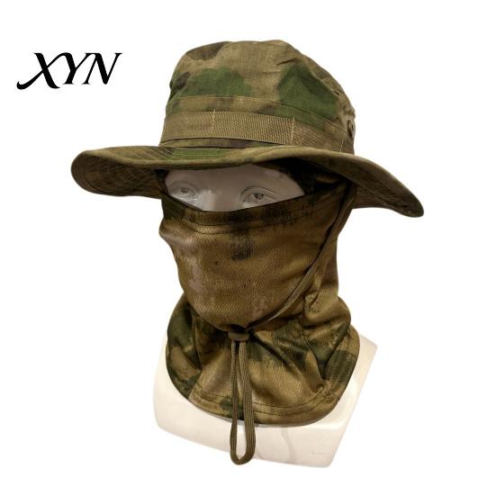 Quick-drying Hat Camouflage Sun with Balaclava Face Mask, UV Protection Men Wide Brim Hat, Breathable Bucket for Outdoor Fishing Hiking Cycling