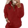 Ladies' Fashionable And Comfortable Half Zipper Solid Color Long Sleeved Casual Top