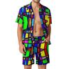 Conjuntos de Camisetas Arcoíris Impresión 3D para Hombre Moda Casual Manga Corta Camisas Pantalones Cortos Oversize Ropa de Calle Hawaiana Trajes Ropa