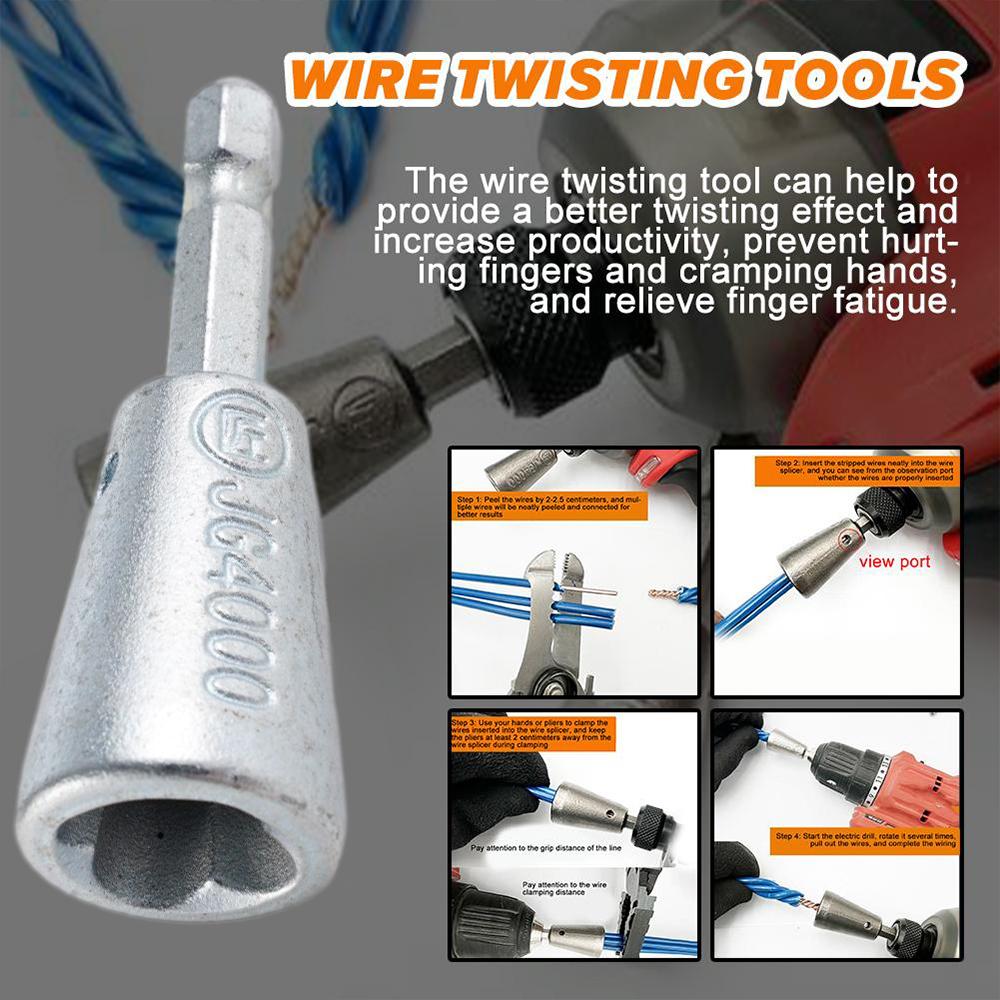 Wire Twisting Tools 6mm Hexagonal Handle Electrician Quickly Twister 1.5-6 Square 2-6 Way Twister Wire for Power Drill Drivers