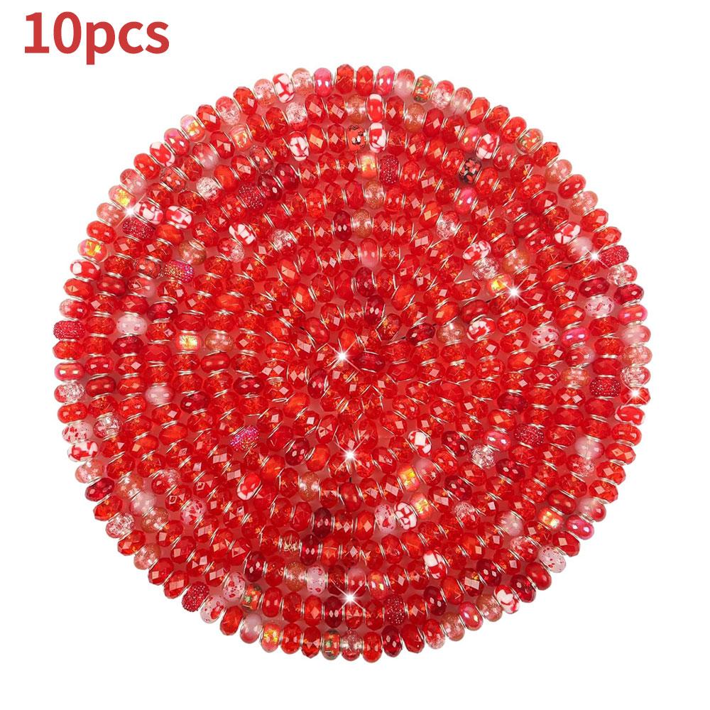 

10/20/30 шт. смоляная европейская бусина с большим отверстием, красная ручка, бусина с большим отверстием для сада, бусина для освещения, поделок, интервалов, бусина для самостоятельного изготовления браслета, ожерелья, украшения 10pcs темно-зеленого