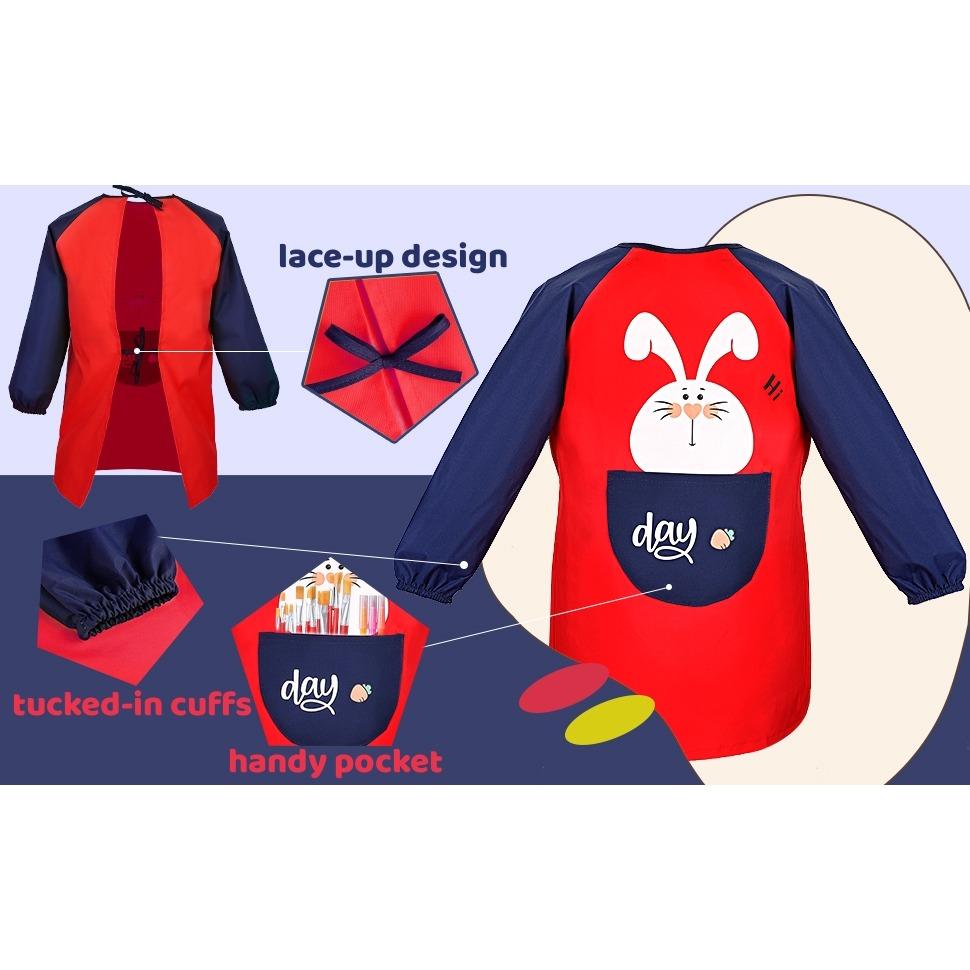 Painting Apron Double Layer Waterproof Painting Coat School with Pockets Painting Gown Children 6~8 Years Craft Apron Painting