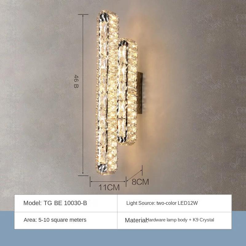 

Nordic luxury LED Crystal Wall Light Modern Living Room Sleeping Sofa TV Backdrop 3 Color Dimmaing 110V 220V Wall Lamp Sconce 3 Color Dimming