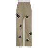 Estampa da Moda jeans casuais de cintura alta jeans retos bordados com estrelas mulheres vintage rua americana hip hop calças de perna larga