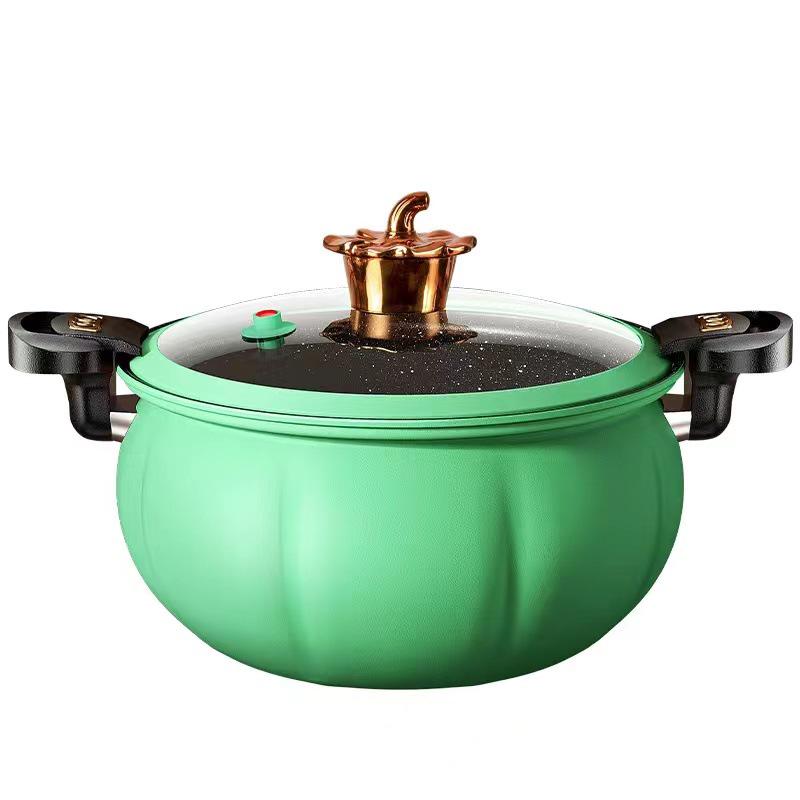 Large Capacity Non-Stick Micro-Pressure Cooker with Maifan Stone, Pumpkin Design, Ideal for Stews and Soups