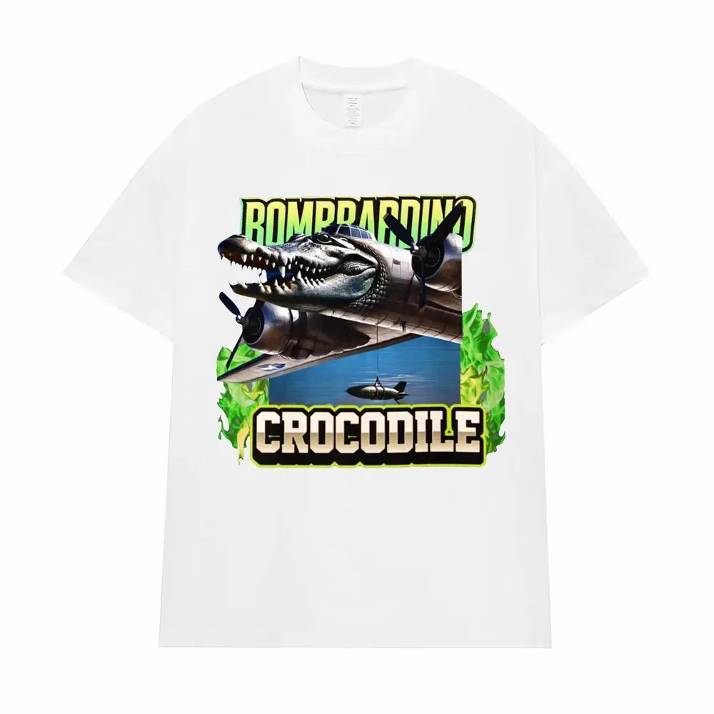 Bombardino Crocodile Funny Reptile Meme T-shirts Women Fashion Gothic T Shirt Unisex Vintage Short Sleeve T-shirt