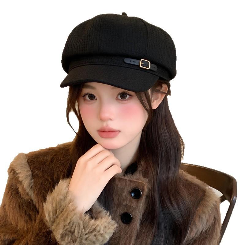 Autumn and winter beret girl versatile face small octagonal hat fashion retro newsboy hat painter hat