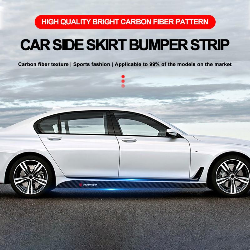 2Pcs Carbon Car Door Side Skirt Sill Stripe Sticker Anti-scratch Refit Sticker For Volkswagen Jetta MK5 MK6 Golf-4 5 6 7 Passat 3B7 601 171