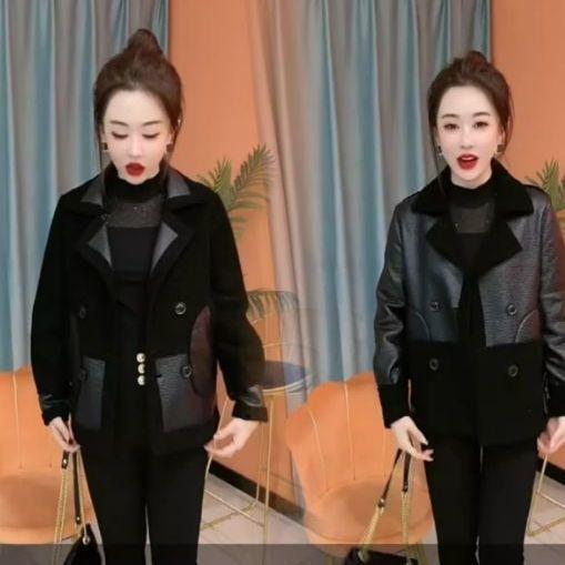 

Теплая двусторонняя женская куртка из искусственной кожи, осенне-зимняя, с толстой флисовой подкладкой, модное пальто с бантом XXXL