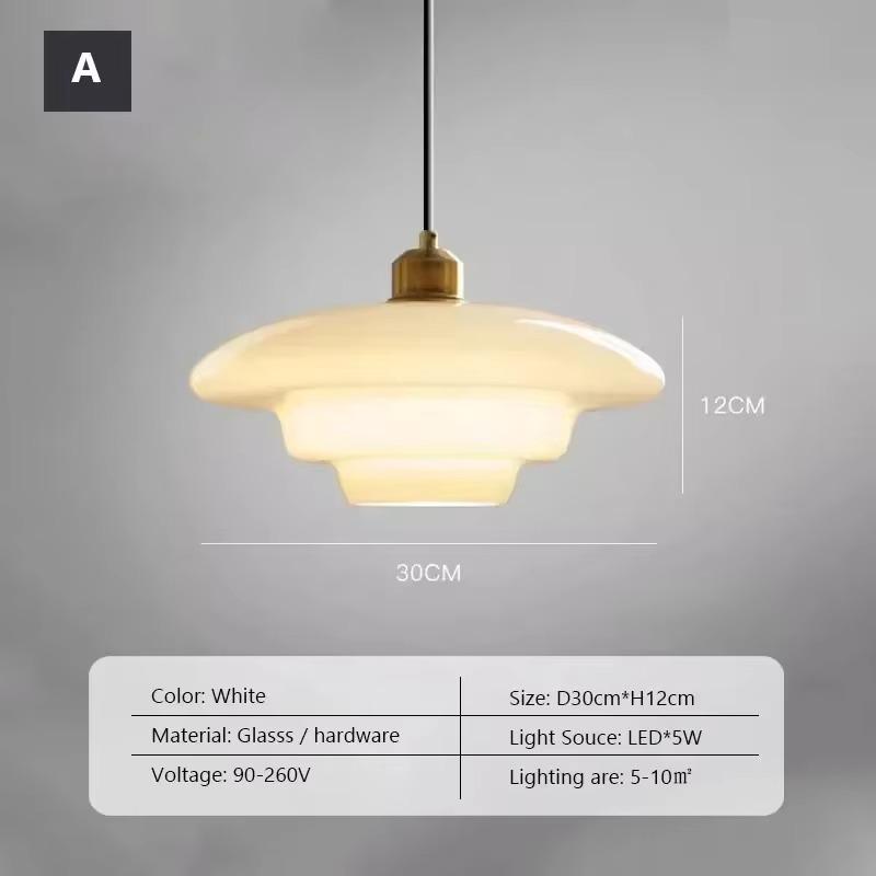 Nordic Cream Wind Glass Pendant Light Art Decorative Hanging Lamp For Kitchen Island Dining Room Bedside Modern LED E27 Fixture