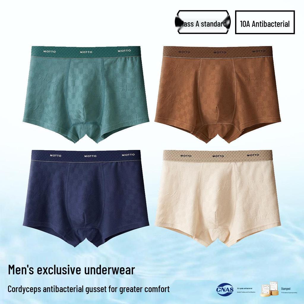Men's A-Grade Antibacterial Pure Cotton Boxer Briefs, Plus Size, Breathable, Four-Corner Design