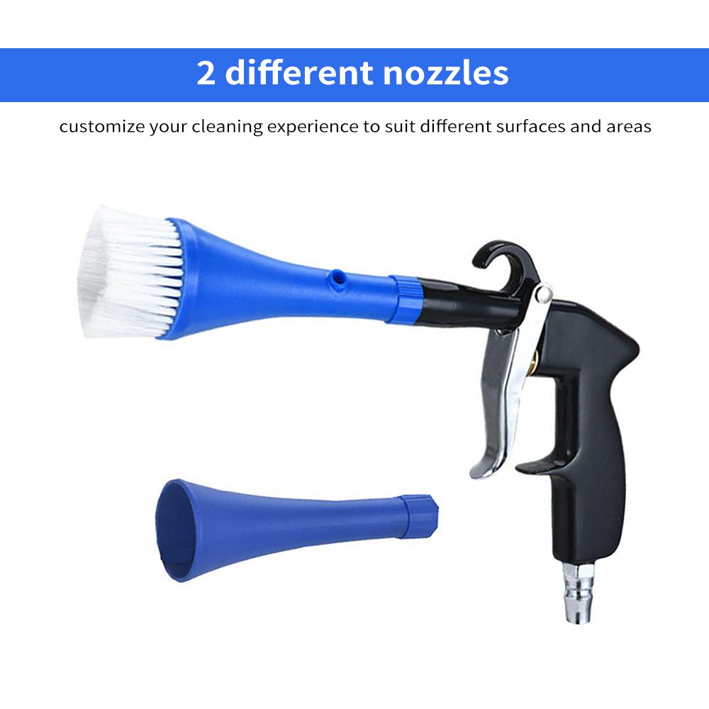 Car Cleaning Gun Tools Air Blow Gun Dry Brush Cleaning Gun with 2 Nozzles 1 4inch Air Inlet Adapter 360 Degree Rotate