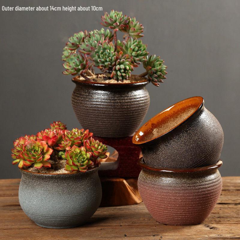 Breathable Ceramic Indoor Succulent Planter Set - Creative Small Flower Pots