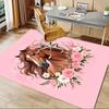 1pc Horse, Floral, Pink Office Carpet Soft Polyester Entrance Carpet Washable Non slip Machine Washa