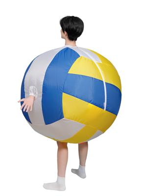 Disfraz Inflable de Voleibol Gigante Azul Amarillo para Hombres Poliéster Duradero Cierre de Cremallera Corte Holgado de 150 a 190 cm Ideal para Halloween