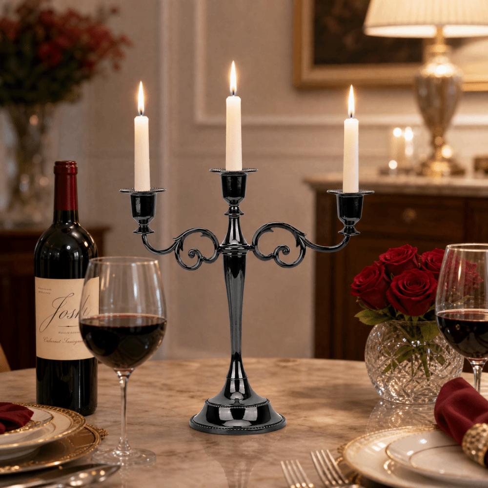 Metal Antique Metal Candle Holder Black Classic Indoor Ornament Hotel Indoor Layout