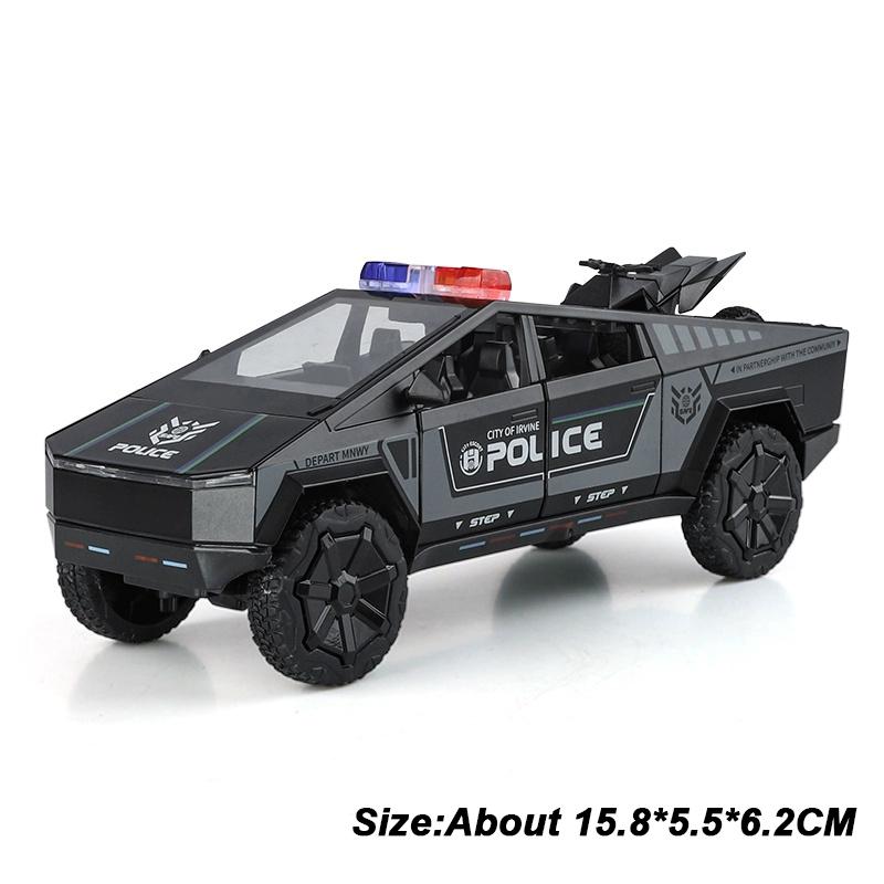 1:32 Ladeplatz Polizei Auto Modell Spielzeug Türen Öffnen Ton Licht Rückziehmotoren Stoßdämpfer Spielzeug Junge Geschenk Ornamente