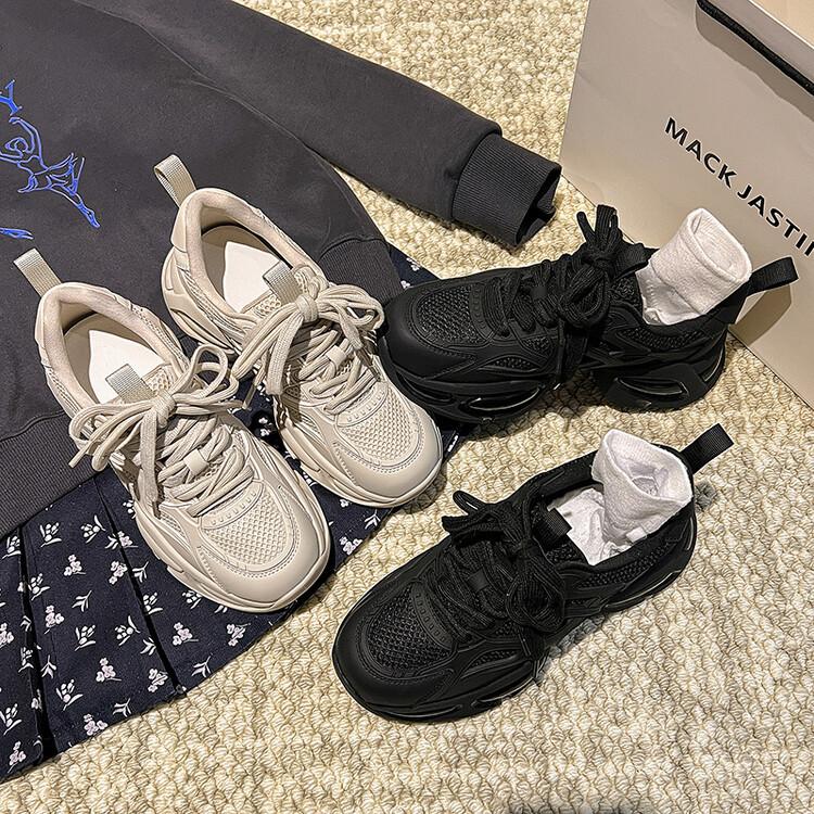 2025 Spring and Autumn New Comfortable and Versatile Feet Small Leather Platform Dad Shoes Sports and Leisure Shoes