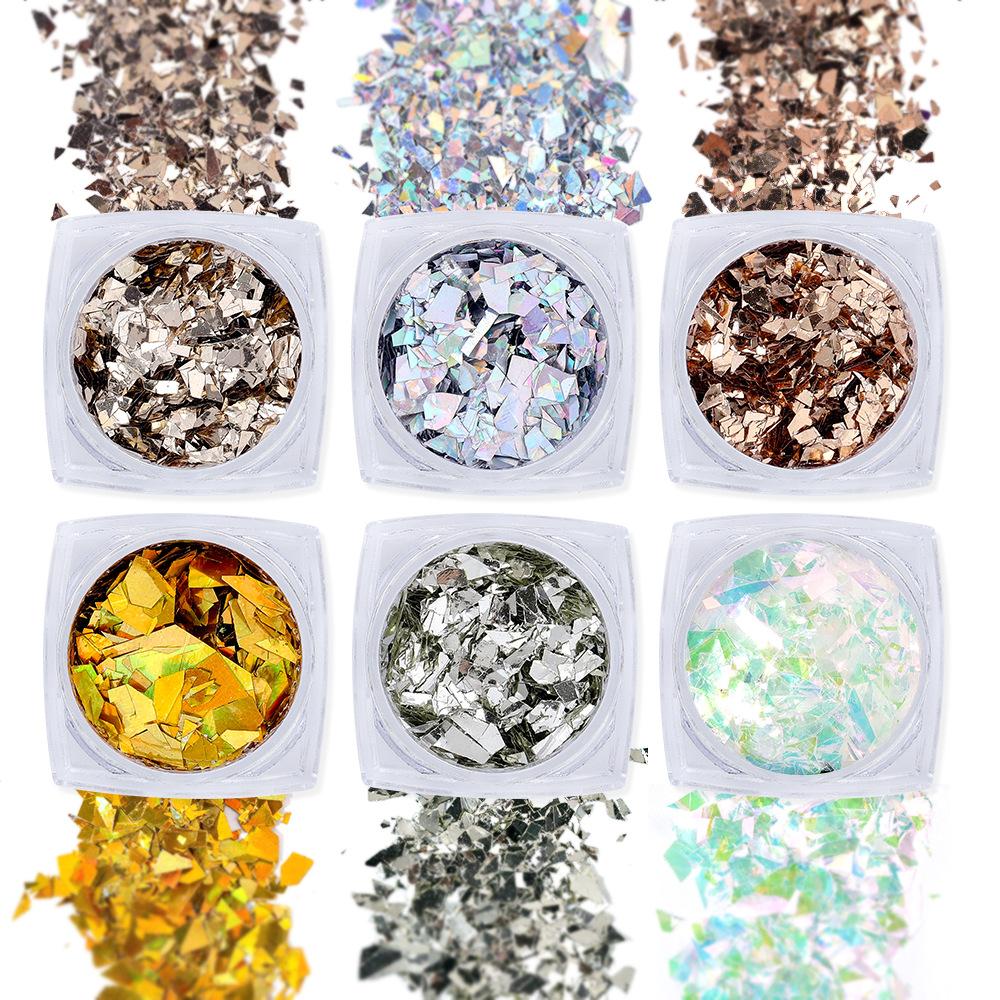 Nail Art Sequins Nail Patches Irregular Laser Sequins Aurora Cellophane Nail Art Trinkets Box