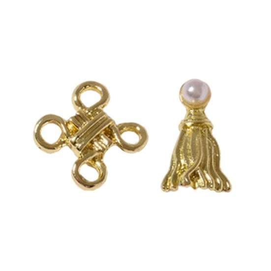 2Pcs Manicure Decoration Wide Application Easy to Apply Alloy Red Chinese Knot Nail
