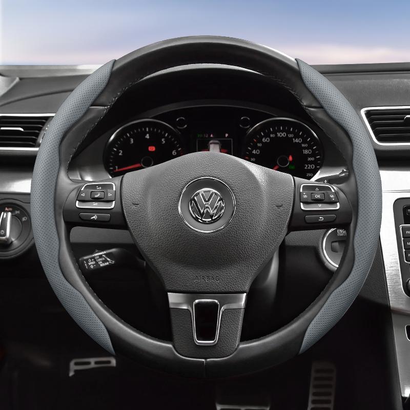 Suitable for Volkswagen Breathable Hole Leather Steering Wheel Cover Segmented Quick Release Design Non-Slip Durable Polo Golf 6 up Gol Scirocco