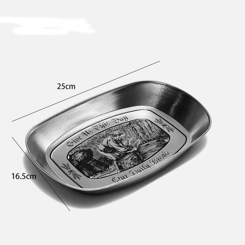 Fruit Plate Snack Plate Tinplate European Retro Restaurant Dried Fruit Dinner Plate Metal Outdoor Picnic Tools Tableware Tray