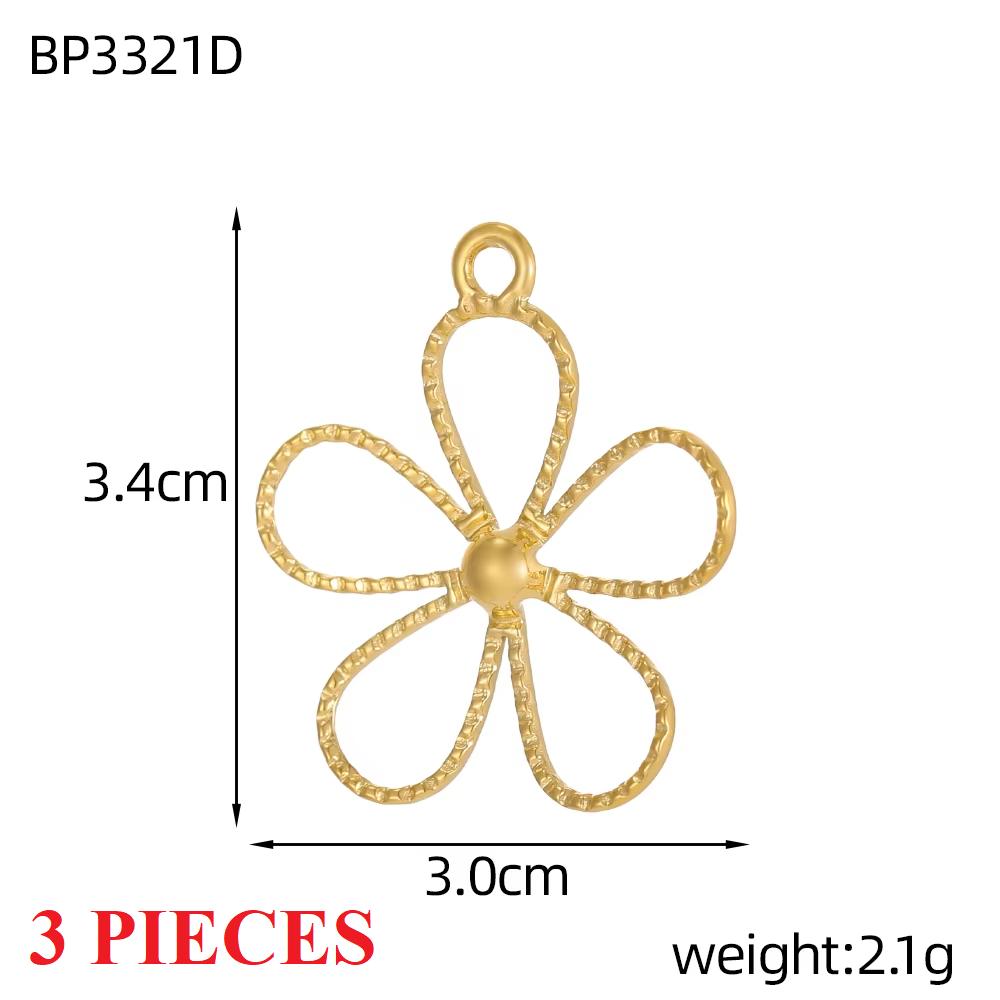 3PCS/LOT CARLIDANA Gold Plated Stainless Steel Charms, Flower Animal Heart Bow Pendants for DIY Necklace Jewelry Making