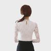 Women's Lace Chiffon Shirt - Long Sleeve, Stand-Up Collar, Slim Fit, Autumn/Winter Fashion, Plus Size