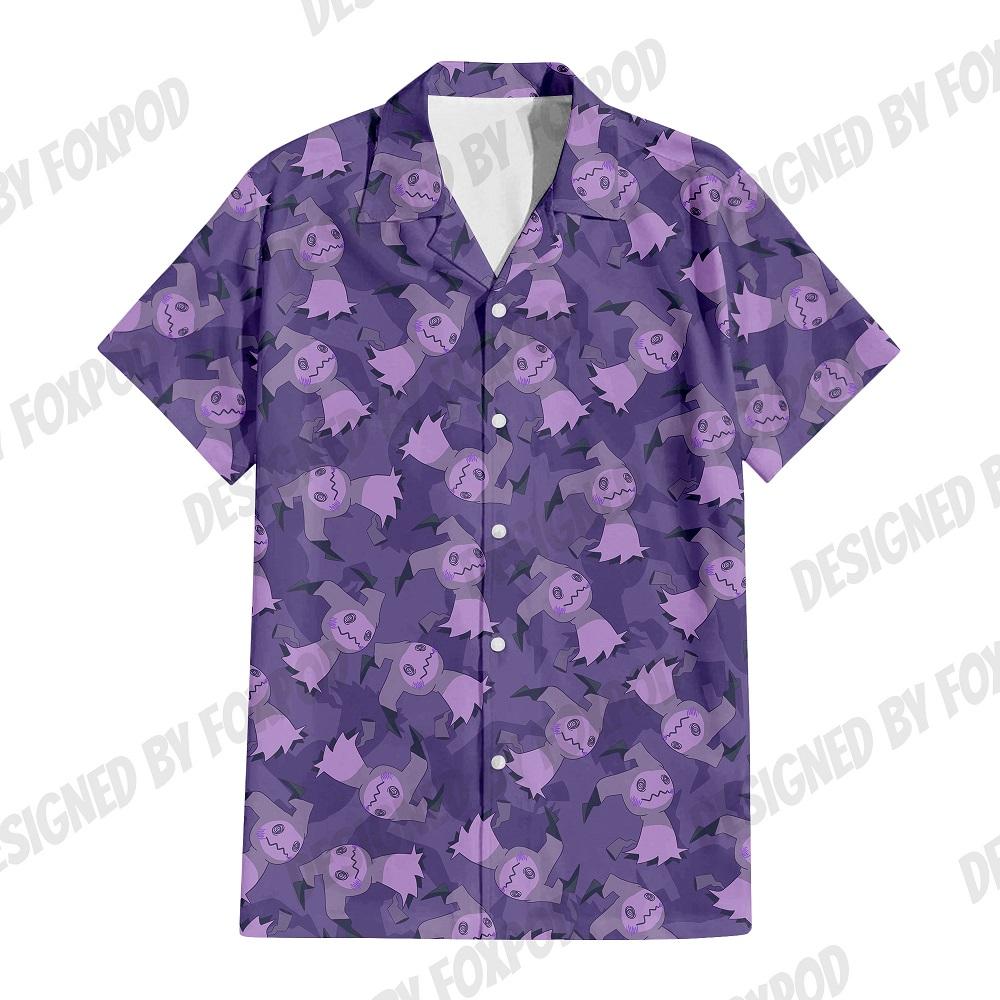 

Летняя рубашка с короткими рукавами в гавайском стиле с принтом в стиле аниме и мультяшными животными для мужчин, оригинальная одежда Harajuku 3XL